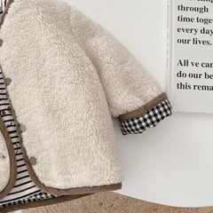 Stylish Plaid Plush Kids Coat