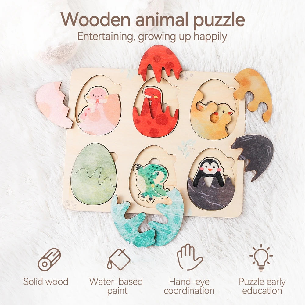 Wooden Animal Puzzles Baby Toys