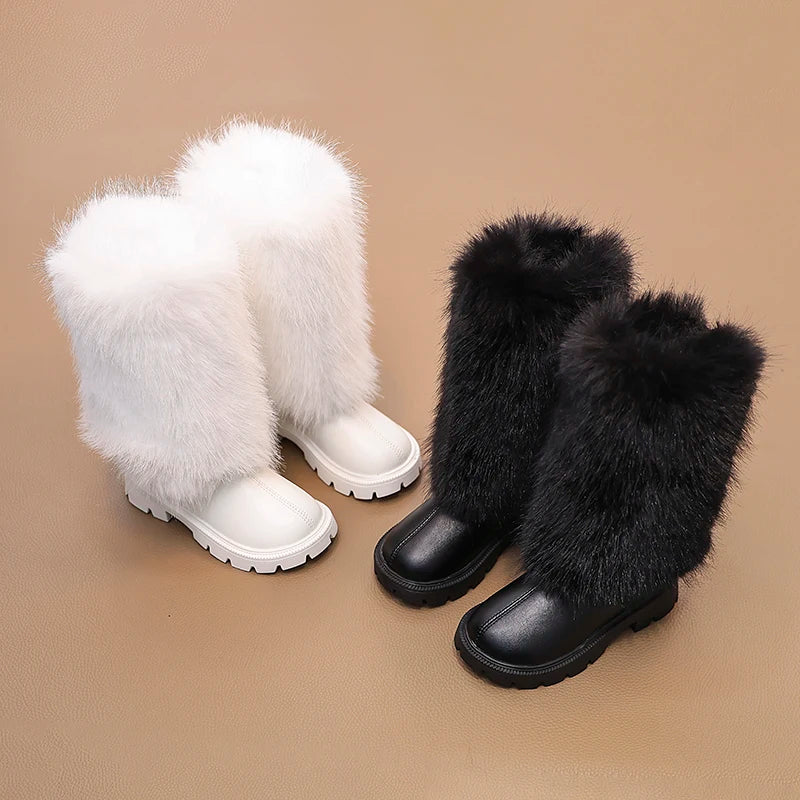 Girls High Warm Leather Boots