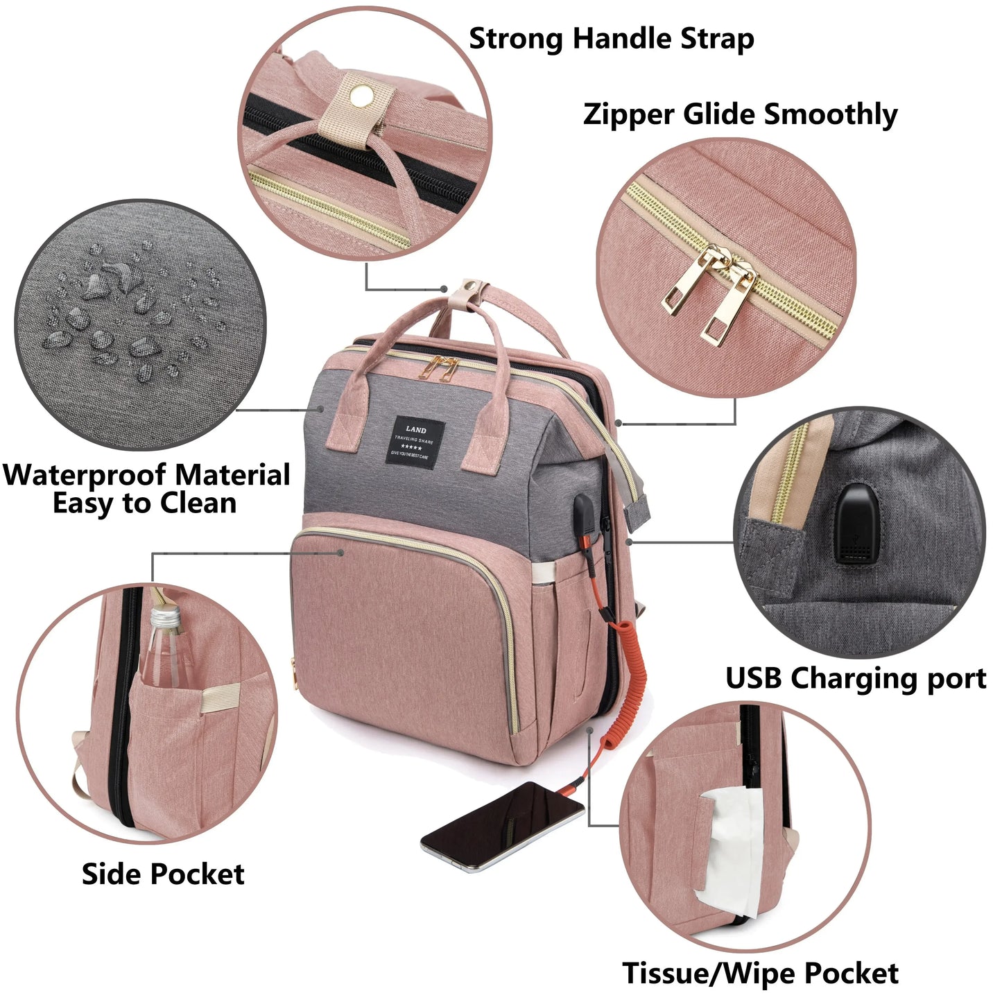 Backpack with Crib Bed & Diaper Bag