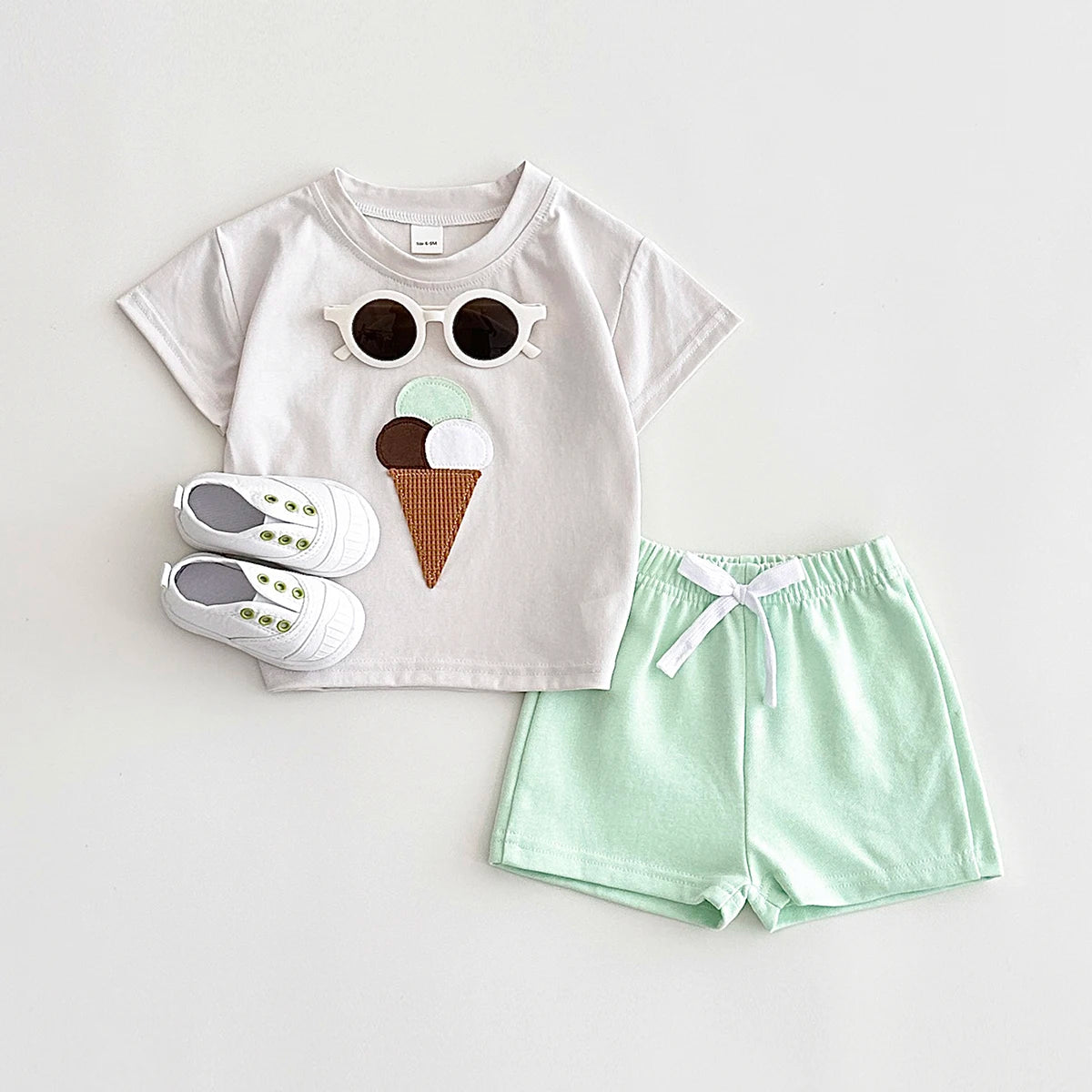 Baby Ice Cream Print T-shirt+Shorts