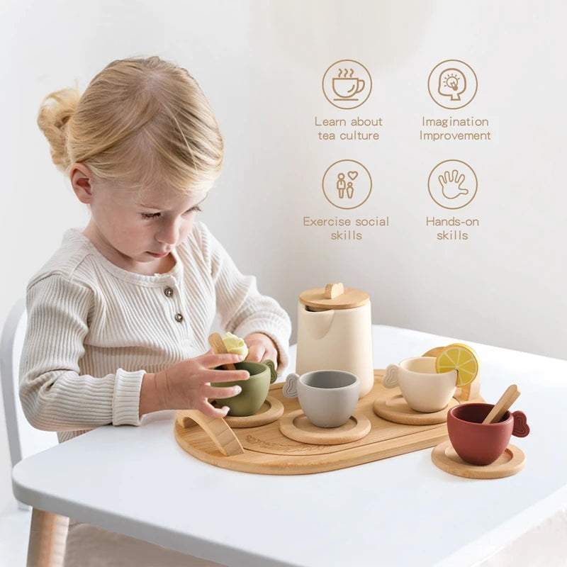 Tea Set Wooden Pretend Play Toys