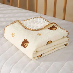 Newborn Bear Print Blanket for Crib, Stroller and Car Seat