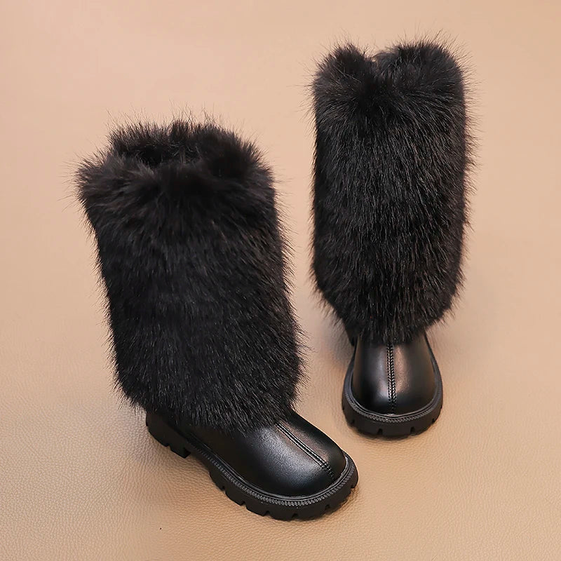Girls High Warm Leather Boots