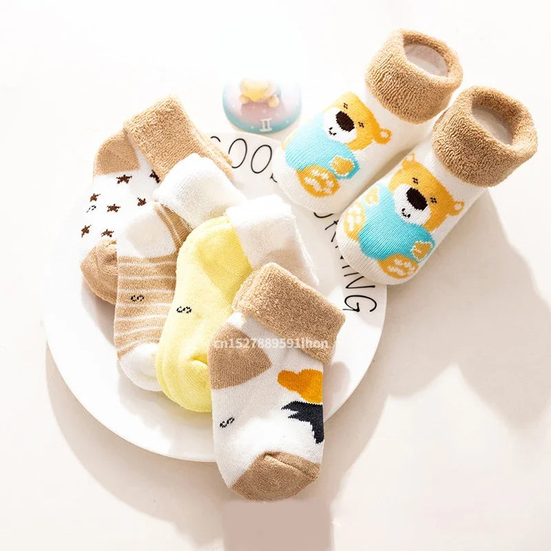 5 Pairs Warm Strip Baby Socks