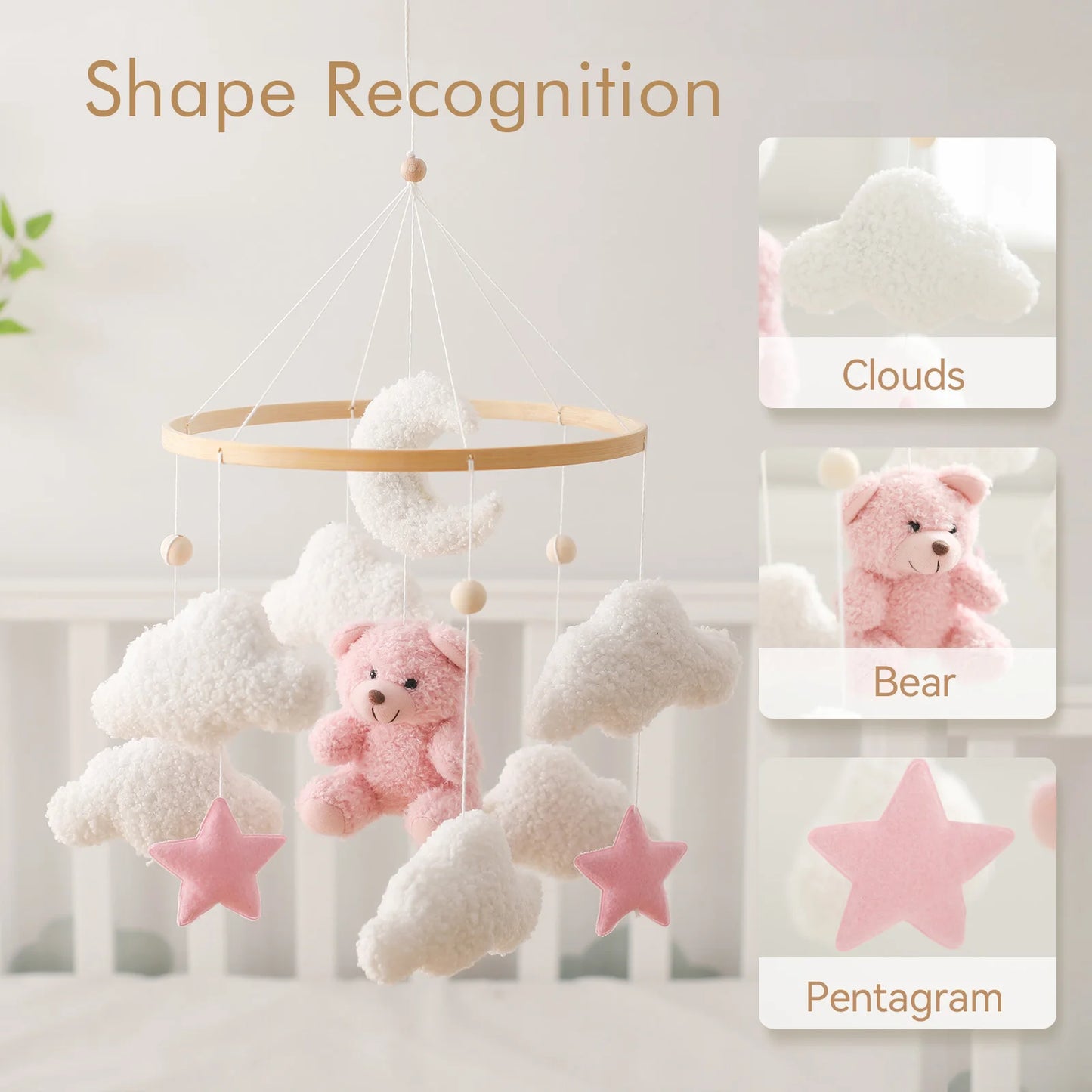 Baby Crib Mobile Wooden Rattle Toy
