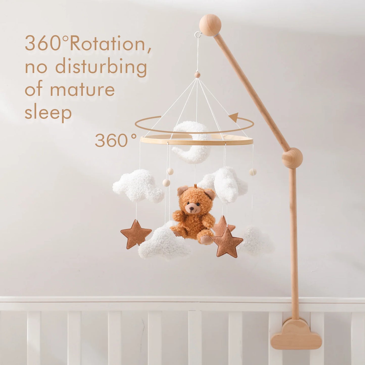 Baby Crib Mobile Wooden Rattle Toy