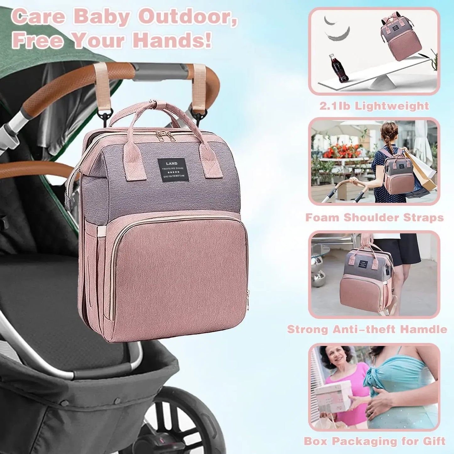 Backpack with Crib Bed & Diaper Bag