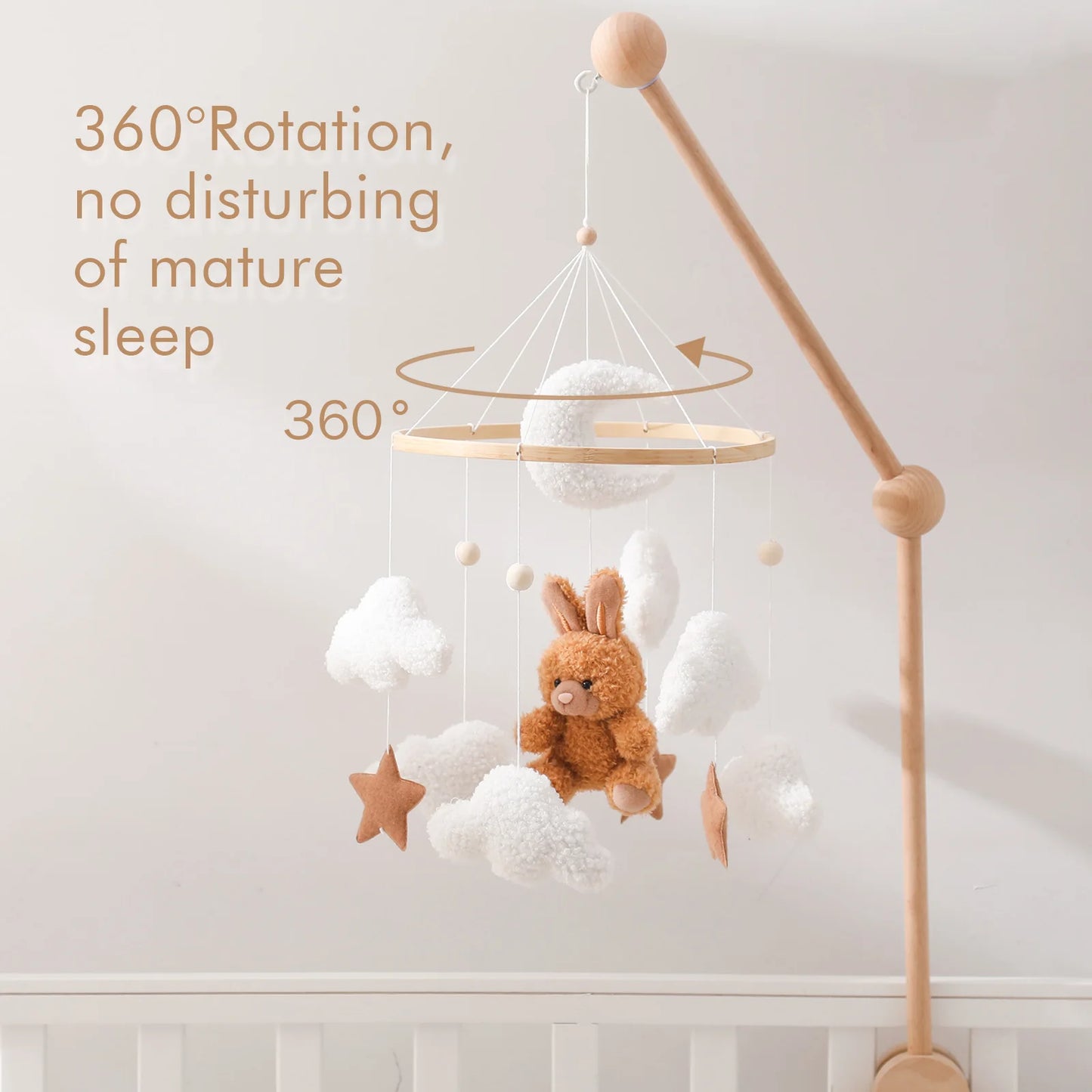 Baby Crib Mobile Wooden Rattle Toy