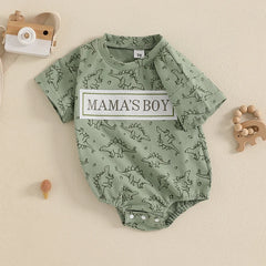 Baby Boys' Dinosaur Romper, Short-Sleeve Summer Bodysuit