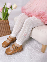 Girls' Lace Mesh Leggings, Breathable Summer Tights