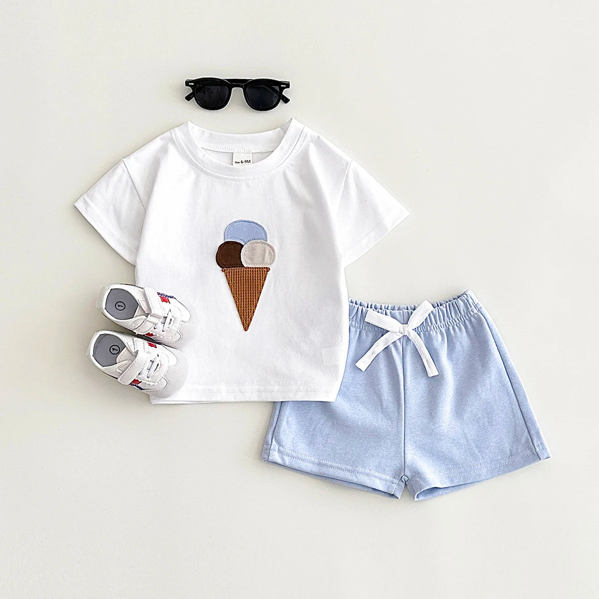 Baby Ice Cream Print T-shirt+Shorts
