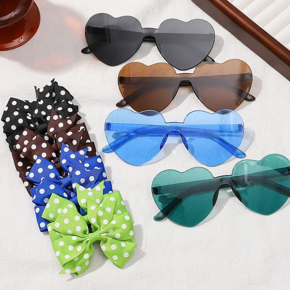 Dot Hairpins & Heart glasses
