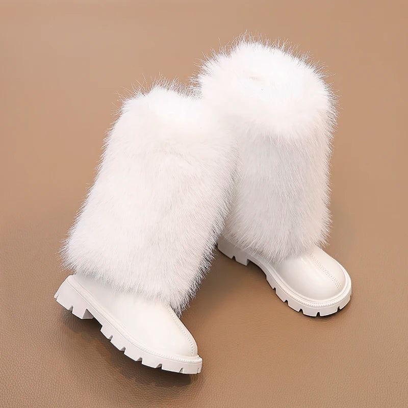 Girls High Warm Leather Boots