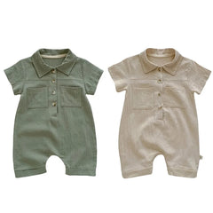Lapel Button Up Romper