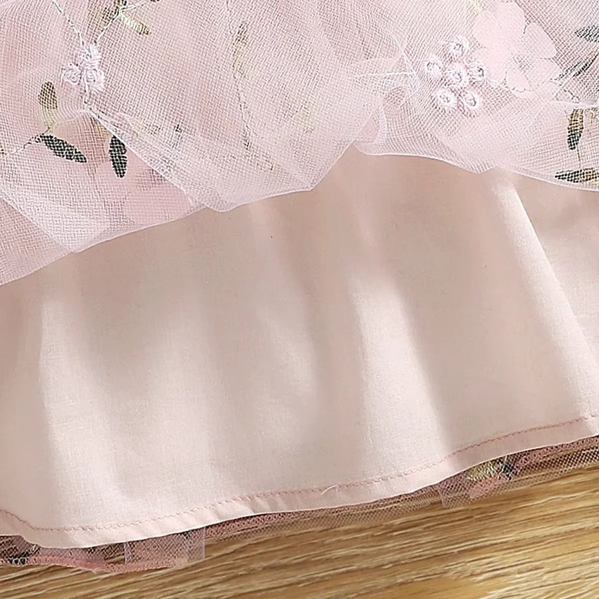 Pink Floral Mesh Baby Dress