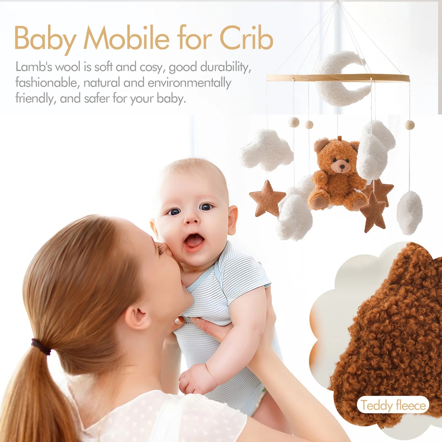 Baby Crib Mobile Wooden Rattle Toy