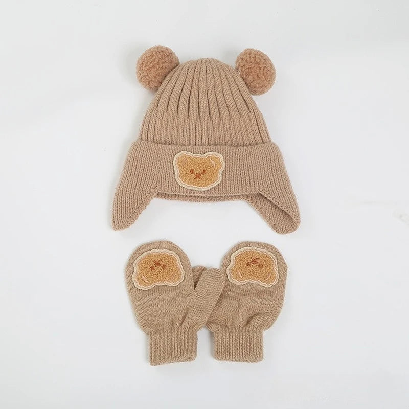 Bear Baby Knitted Hat and Gloves Set - PAMU8