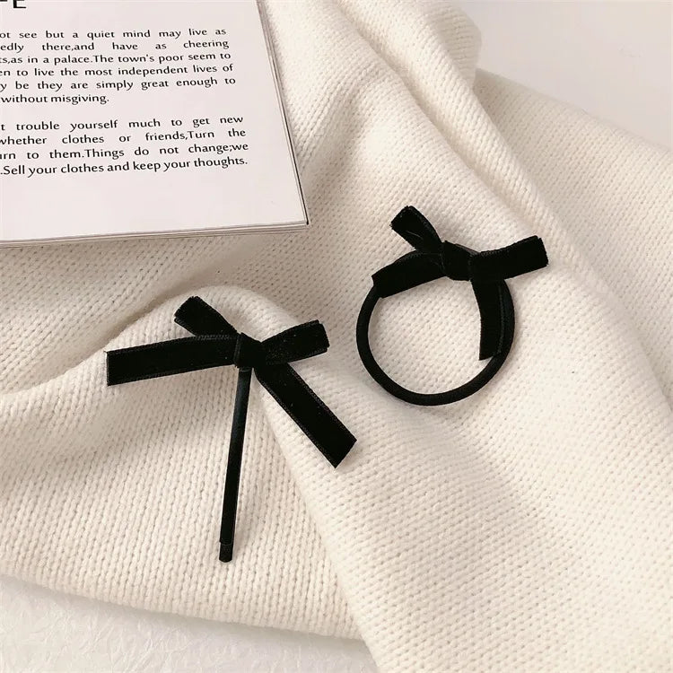 Velvet Bow Elastic Hairpins