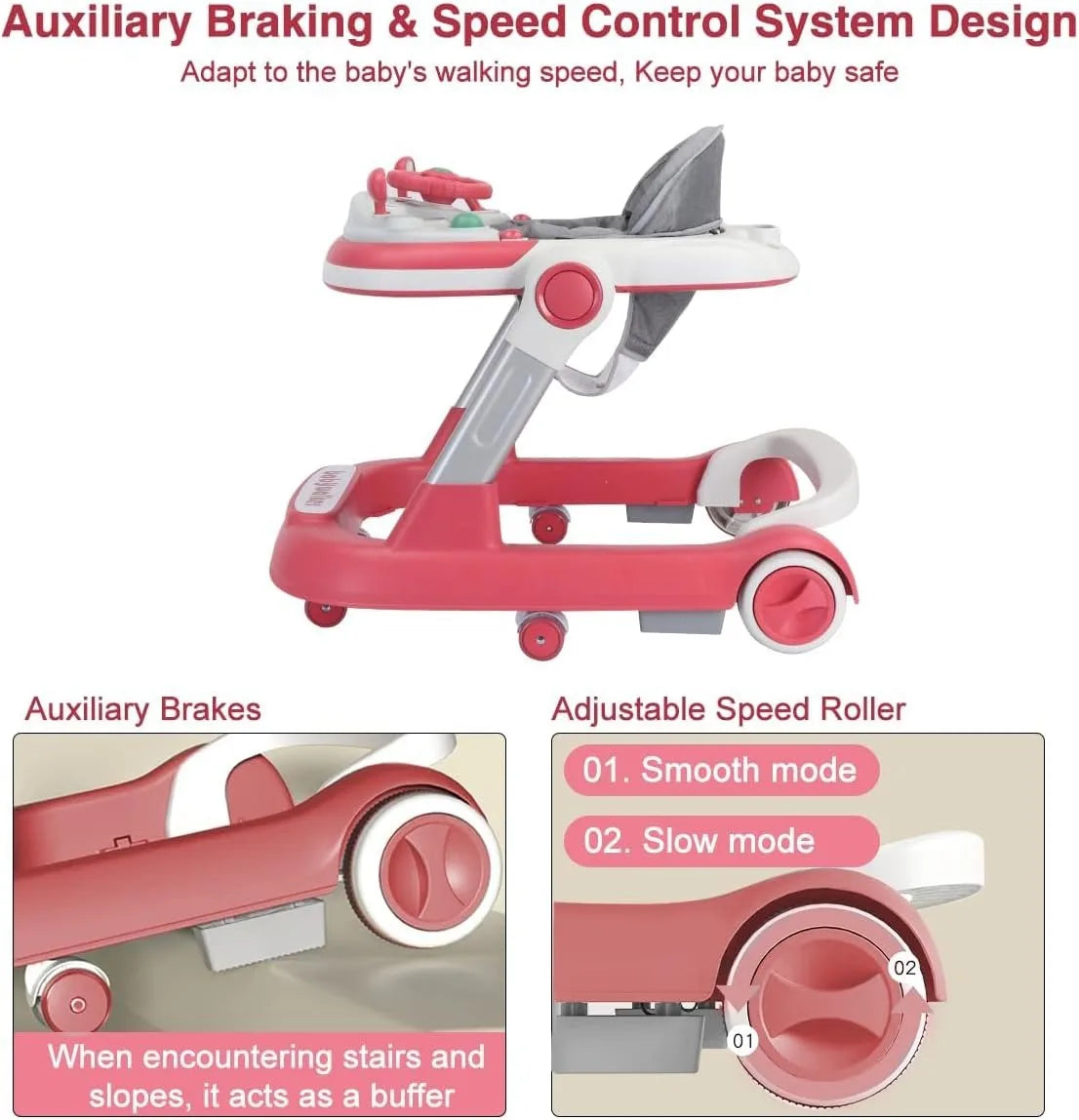 Baby Walker with Removable Feeding Tray