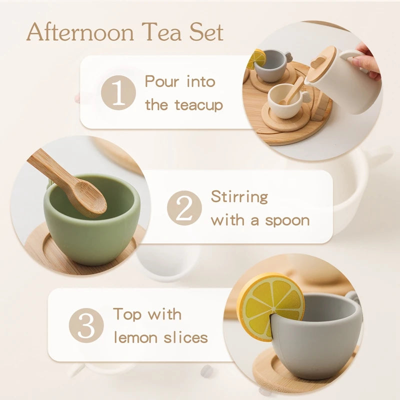 Tea Set Wooden Pretend Play Toys