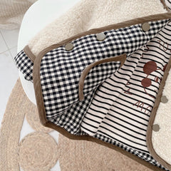 Stylish Plaid Plush Kids Coat