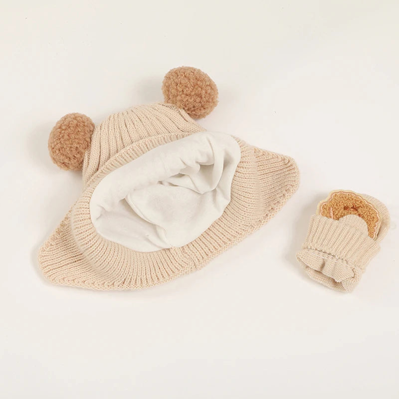 Bear Baby Knitted Hat and Gloves Set - PAMU8