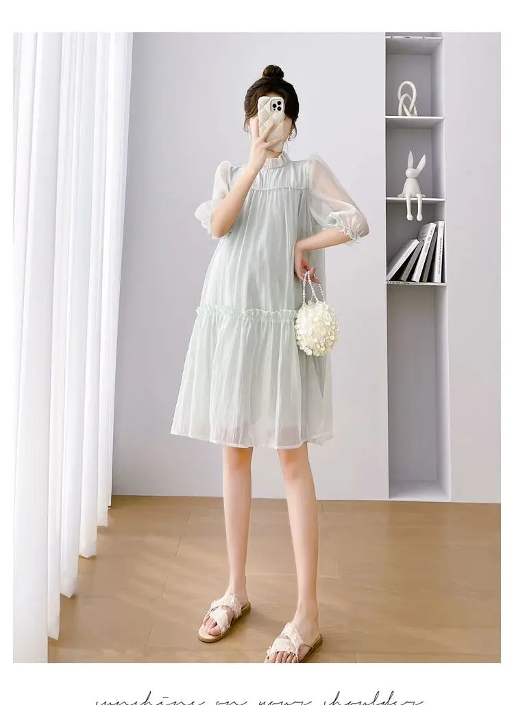 Doll Collar Chiffon Maternity Dresses