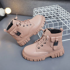 Leather Girls Warm Boots