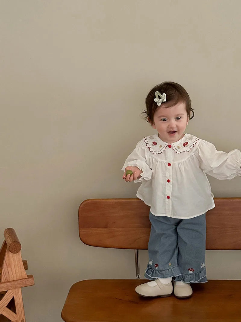 Girls Embroidered Rabbit Blouse
