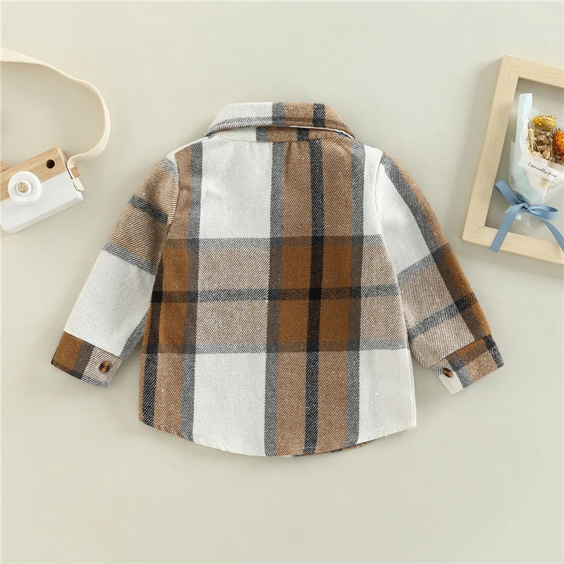 Boy Plaid Shirt Jacket Coat