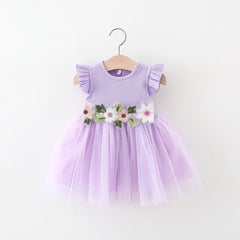 Flower Mesh Skirt Girl Dress