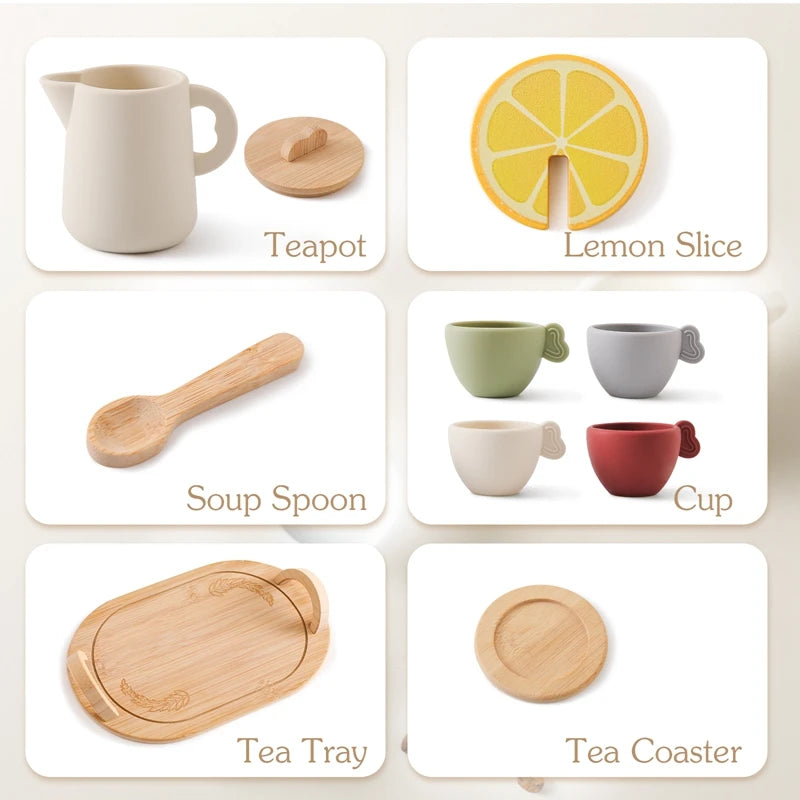 Tea Set Wooden Pretend Play Toys