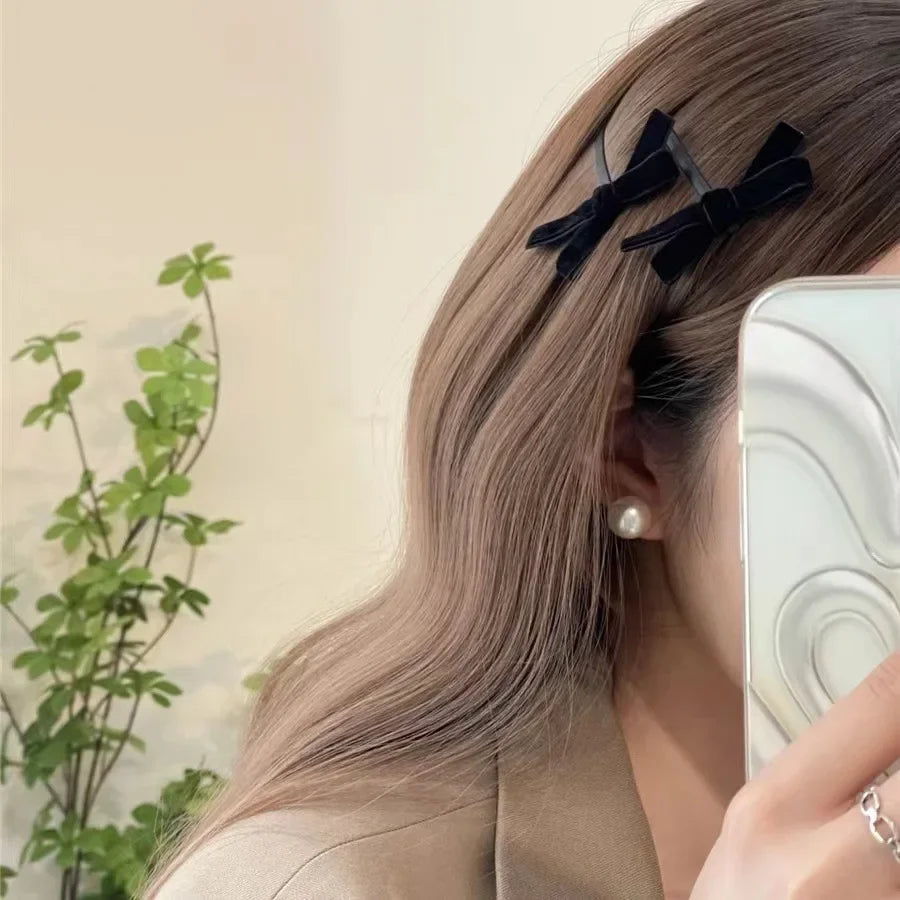 Velvet Bow Elastic Hairpins