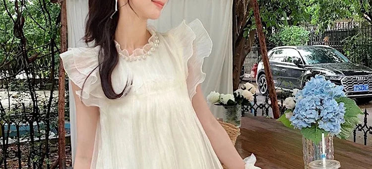 Necklace Petal Sleeve Maternity Dress