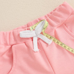 Toddler Girls Cotton Letter-Embroidery Sweatshirt & Pants Set
