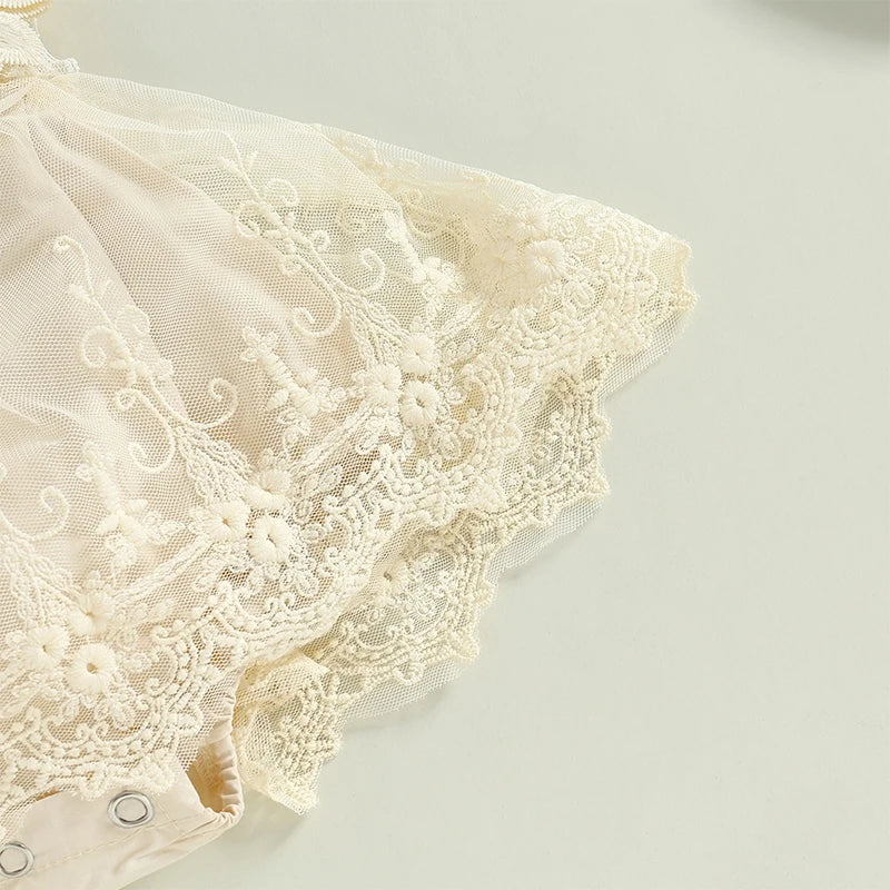 Floral Lace Embroidery Romper Dress - PAMU8
