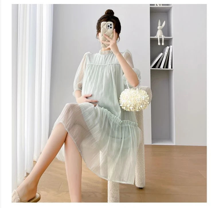 Doll Collar Chiffon Maternity Dresses