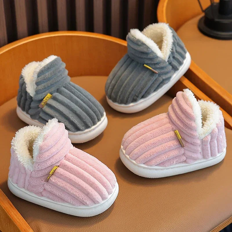 Stripe Plush Slippers