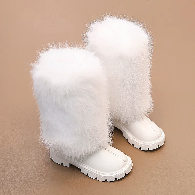 Girls High Warm Leather Boots