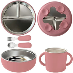 5PCS Stainless Steel Kids Plate and Bowl Set - PAMU8