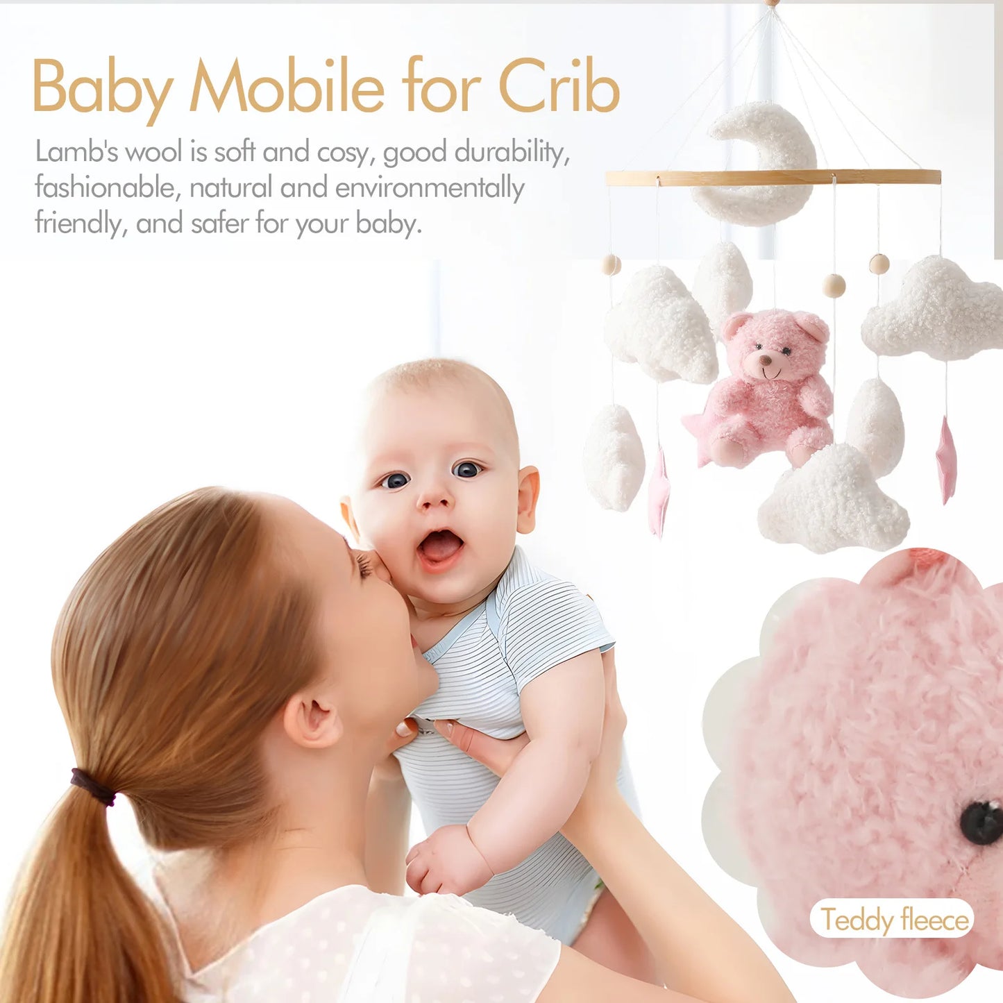 Baby Crib Mobile Wooden Rattle Toy