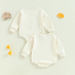 Baby Sweatshirt Romper – Rainbow Letter Print Long-Sleeve Jumpsuit for Newborn & Toddler
