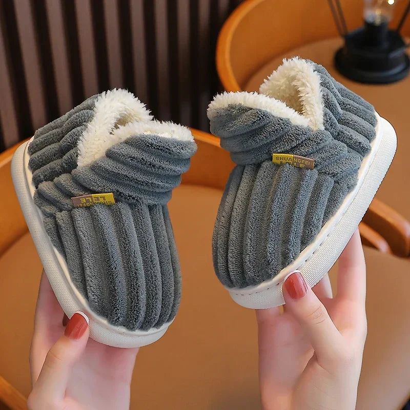 Stripe Plush Slippers