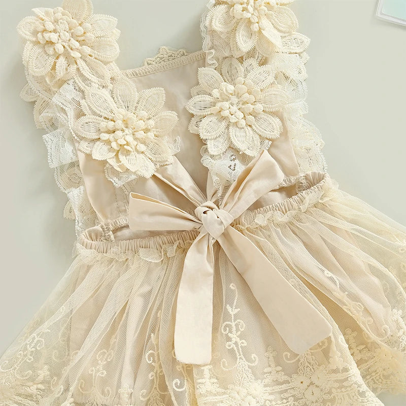 Floral Lace Embroidery Romper Dress - PAMU8