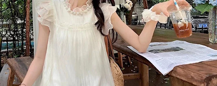 Necklace Petal Sleeve Maternity Dress