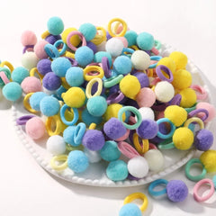 Plush Ball Hair Ties, 40-Pack Elastic Bands for Girls