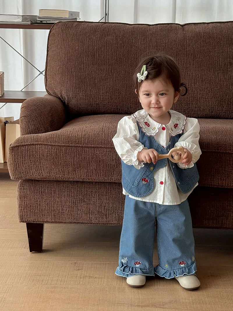 Girls Embroidered Rabbit Blouse
