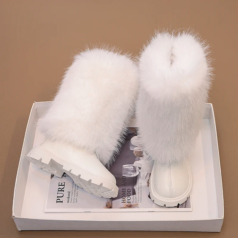 Girls High Warm Leather Boots