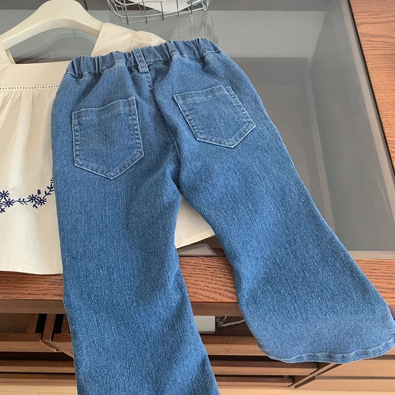 Embroidered Blouse and Heart Jeans